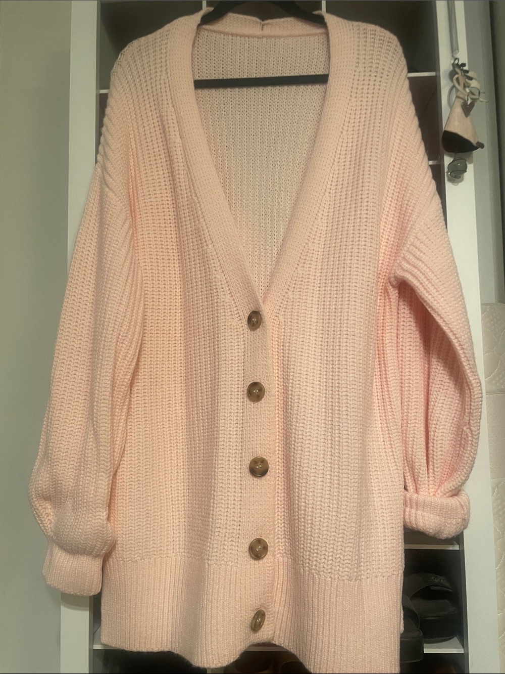 Amazon Light Pink Chunky Button Cardigan